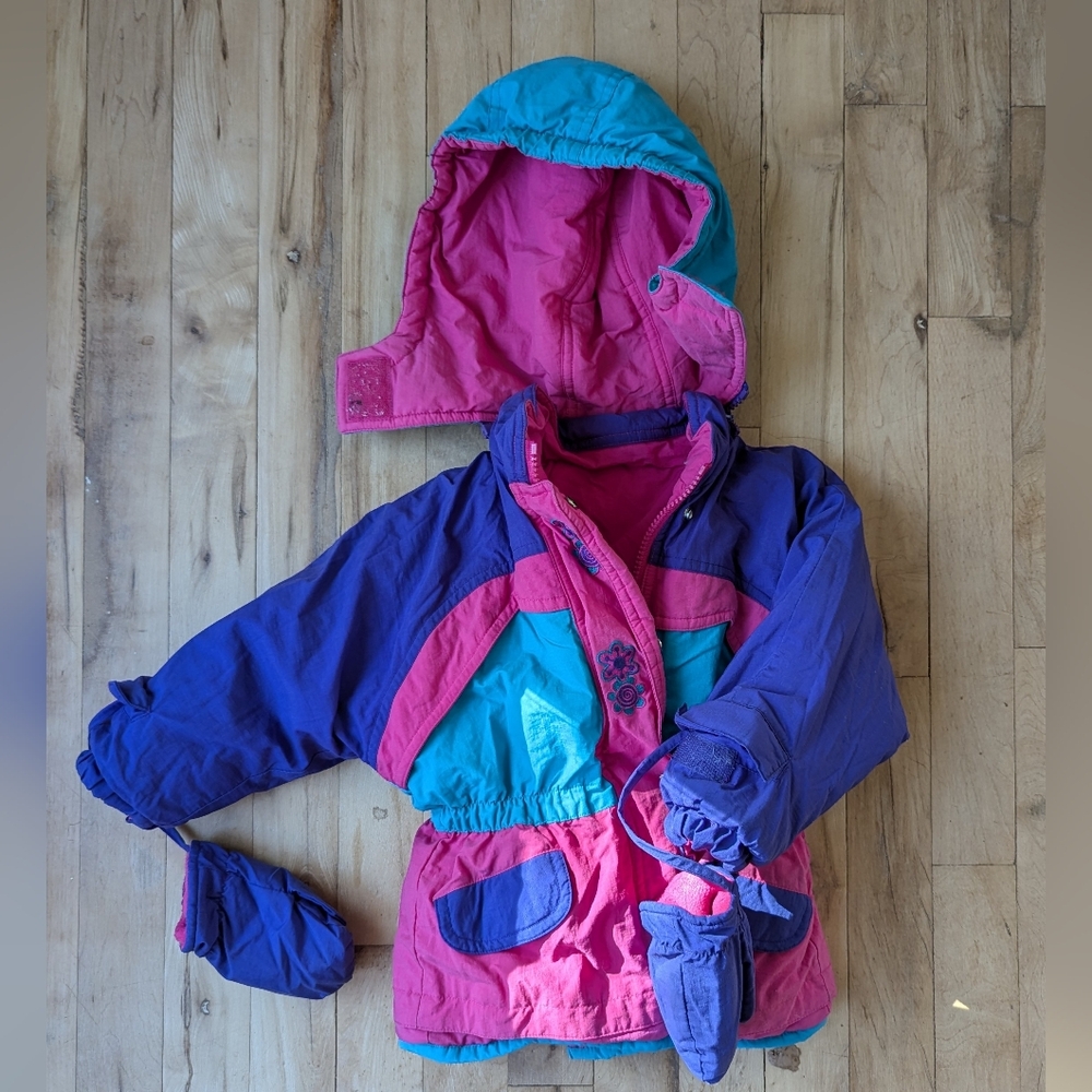 Vintage 24mo/2T Girls OkieDokie Reversible Color Block Winter Jacket